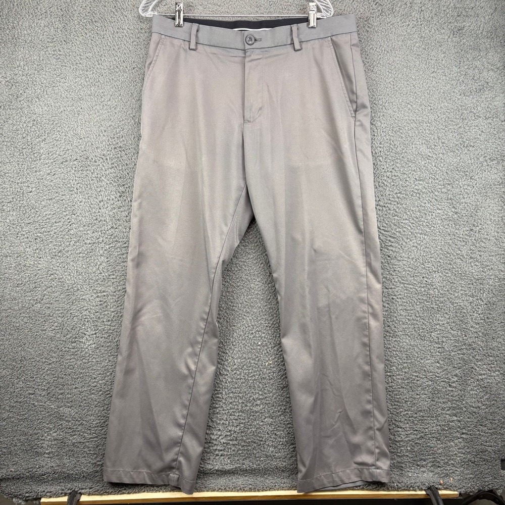 Amazon Essentials Mens Grey Performance Chino Pants 34W x 30L Stretch Flat Front